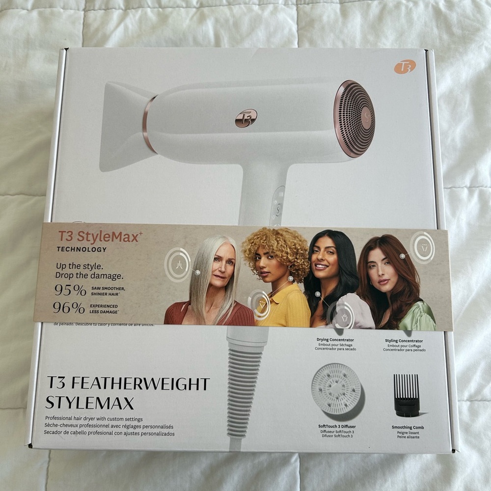T3 StyleMax Hair Dryer in White and Rose Gold